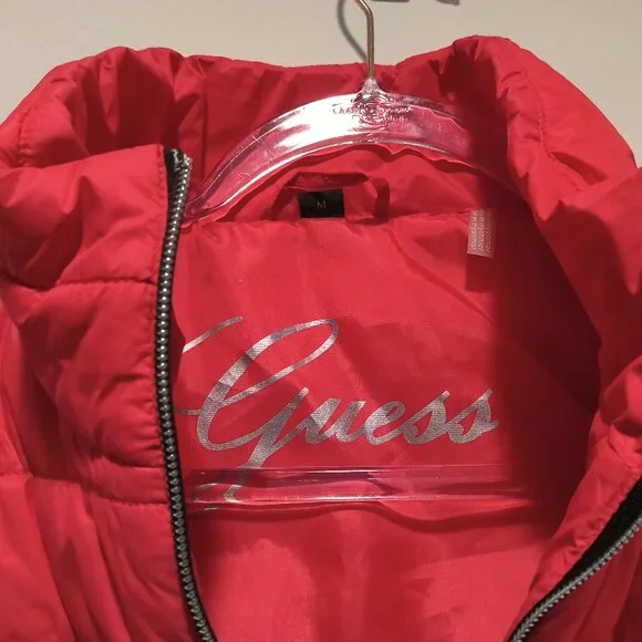Guess  Women's Red Puffer Vest  Size M - Picture 2 of 7